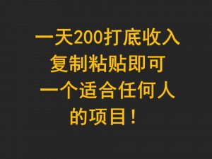 一天200打底收入，复制粘贴即可，一个适合任何人的项目！-KJ分享