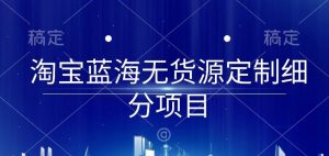 淘宝蓝海无货源定制细分项目，从0到起店实操全流程-KJ分享