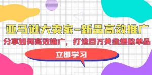 亚马逊大卖家新品高效推广，分享如何高效推广，打造百万美金爆款单品-KJ分享