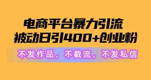 电商平台暴力引流,被动日引400+创业粉不发作品，不截流，不发私信-KJ分享