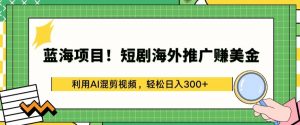 蓝海项目!短剧海外推广赚美金，利用AI混剪视频，轻松日入300+-KJ分享