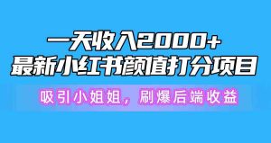 一天收入2000+，最新小红书颜值打分项目，吸引小姐姐，刷爆后端收益-KJ分享
