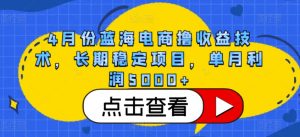 4月份蓝海电商撸收益技术,长期稳定项目,单月利润5000+-KJ分享