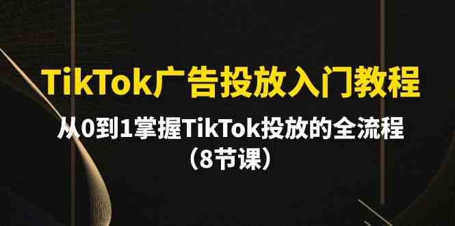 TikTok广告投放入门教程，从0到1掌握TikTok投放的全流程（8节课）-KJ分享