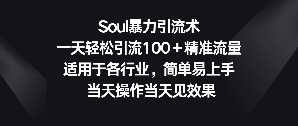 Soul暴力引流术，一天轻松引流100＋精准流量，适用于各行业，简单易上手！-KJ分享