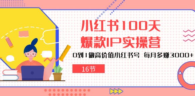小红书100天-爆款IP实操营，0到1做高价值小红书号 每月多赚3000+（16节）-KJ分享
