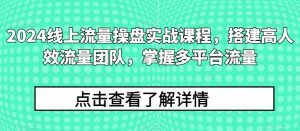 2024线上流量操盘实战课程，搭建高人效流量团队，掌握多平台流量-KJ分享
