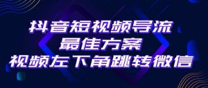 抖音短视频引流导流最佳方案，视频左下角跳转微信，外面500一单，利润200+-KJ分享
