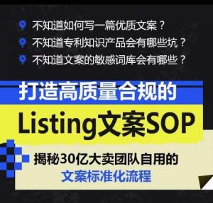 打造高质量合规的Listing文案SOP，掌握亚马逊文案工作的标准化-KJ分享