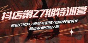 抖音小店·第27期特训营 体验分拉升/商品卡引流/投流效果优化/精选联盟引流/等-KJ分享