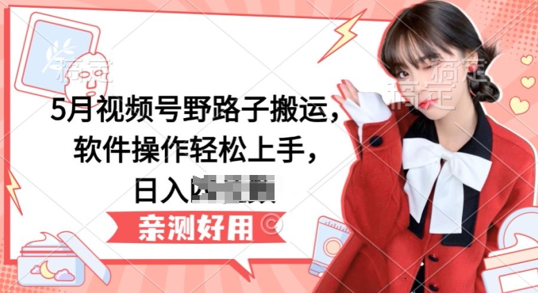 5月视频号野路子搬运，软件操作轻松上手，日入三位数-KJ分享