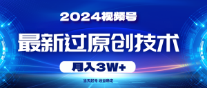 2024视频号最新过原创技术，当天起号，收益稳定，月入3W+-KJ分享