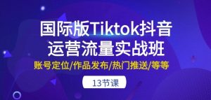 国际版Tiktok抖音运营流量实战班：账号定位/作品发布/热门推送/等等-13节-KJ分享