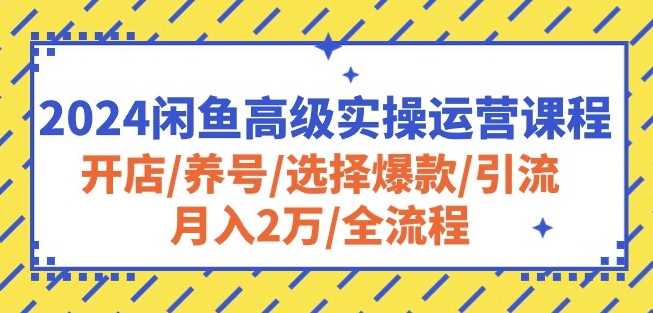 2024闲鱼高级实操运营课程:开店/养号/选择爆款/引流/月入2万/全流程-KJ分享