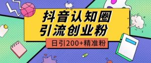 外面收费3980抖音认知圈引流创业粉玩法日引200+精准粉-KJ分享