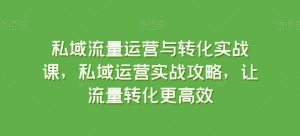 私域流量运营与转化实战课，私域运营实战攻略，让流量转化更高效-KJ分享