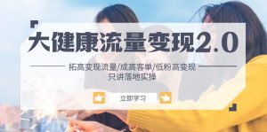 大健康 流量 变现2.0：拓高变现 流量/成高客单/低粉高变现/只讲落地实战-KJ分享