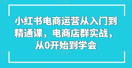 小红书电商运营从入门到精通课，电商店群实战，从0开始到学会-KJ分享