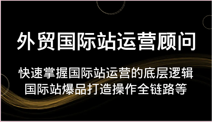 外贸国际站运营顾问-快速掌握国际站运营的底层逻辑,国际站爆品打造操作全链路等-KJ分享