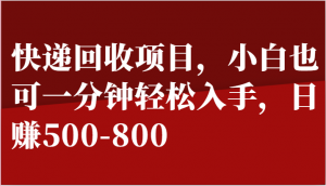 快递回收项目，小白也可一分钟轻松入手，日赚500-800-KJ分享