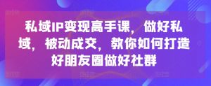 私域IP变现高手课,做好私域,被动成交,教你如何打造好朋友圈做好社群-KJ分享