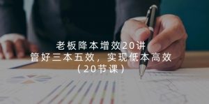 老板 降本增效20讲，管好 三本五效，实现低本高效（20节课）-KJ分享