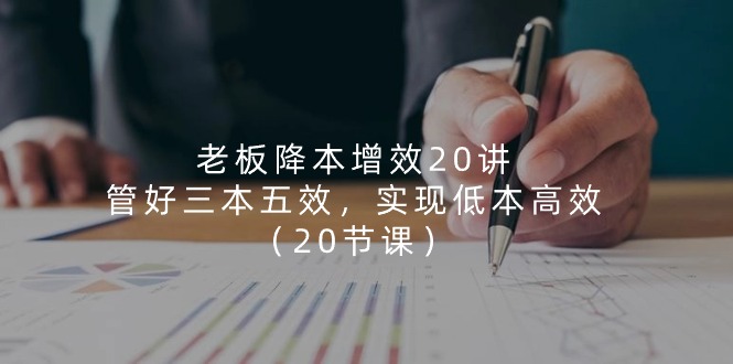 老板降本增效20讲，管好三本五效，实现低本高效（20节课）-KJ分享