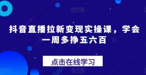 抖音直播拉新变现实操课，学会一周多挣五六百-KJ分享