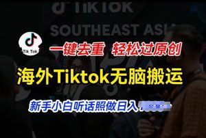 海外Tiktok短视频无脑搬运,一键去重轻松过原创,新手小白听话照做日入几张-KJ分享
