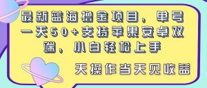 最新蓝海撸金项目，单号一天50+， 支持苹果安卓双端，小白轻松上手 当…-KJ分享