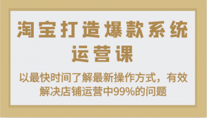 淘宝打造爆款系统运营课:以最快时间了解最新操作方式,有效解决店铺运营中99%的问题-KJ分享
