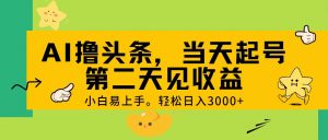 AI撸头条，轻松日入3000+，当天起号，第二天见收益。-KJ分享