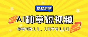 AI种草单账号日收益11元（抖音，快手，视频号），10个就是110元-KJ分享