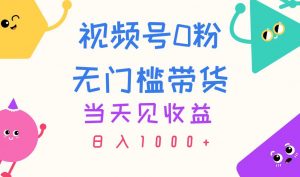 视频号0粉无门槛带货，当天见收益，日入1000+-KJ分享