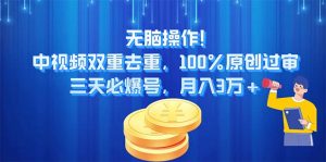 无脑操作!中视频双重去重，100%原创过审，三天必爆号，月入3万+-KJ分享