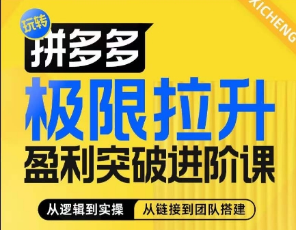 拼多多极限拉升盈利突破进阶课，​从算法到玩法，从玩法到团队搭建，体系化系统性帮助商家实现利润提升-KJ分享