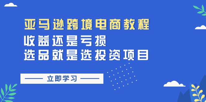 亚马逊跨境电商教程：收益还是亏损！选品就是选投资项目-KJ分享