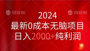 2024最新0成本无脑项目，日入2000+纯利润-KJ分享
