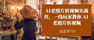 AI老照片转视频实战营，一线玩家教你AI老照片转视频-KJ分享