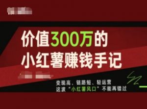 价值300万的小红书赚钱手记，变现高、链路短、轻运营，这波“小红薯风口”不能再错过-KJ分享