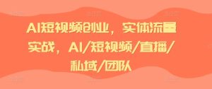 AI短视频创业，实体流量实战，AI/短视频/直播/私域/团队-KJ分享