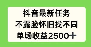 抖音最新任务,不露脸怀旧找不同,单场收益2.5k-KJ分享