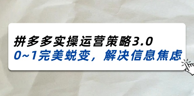 2024_2025拼多多实操运营策略3.0，0~1完美蜕变，解决信息焦虑（38节）-KJ分享