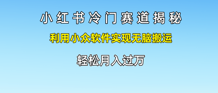 小红书冷门赛道揭秘,利用小众软件实现无脑搬运，轻松月入过万-KJ分享