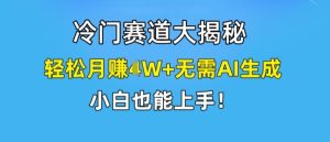 冷门赛道大揭秘，轻松月赚1W+无需AI生成，小白也能上手-KJ分享