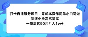 打卡自律服务项目，零成本操作简单小白可做，赛道小众需求量高，一单高达90元月入1w+-KJ分享