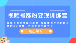视频号涨粉变现训练营-实现微信生态私域运营的3个维度，达到变现的最大化-KJ分享