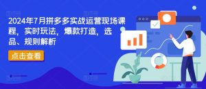 2024年7月拼多多实战运营现场课程,实时玩法,爆款打造,选品、规则解析-KJ分享