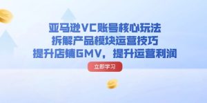 亚马逊VC账号核心玩法，拆解产品模块运营技巧，提升店铺GMV，提升运营利润-KJ分享