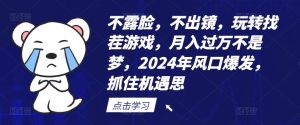 不露脸，不出镜，玩转找茬游戏，月入过万不是梦，2024年风口爆发，抓住机遇-KJ分享